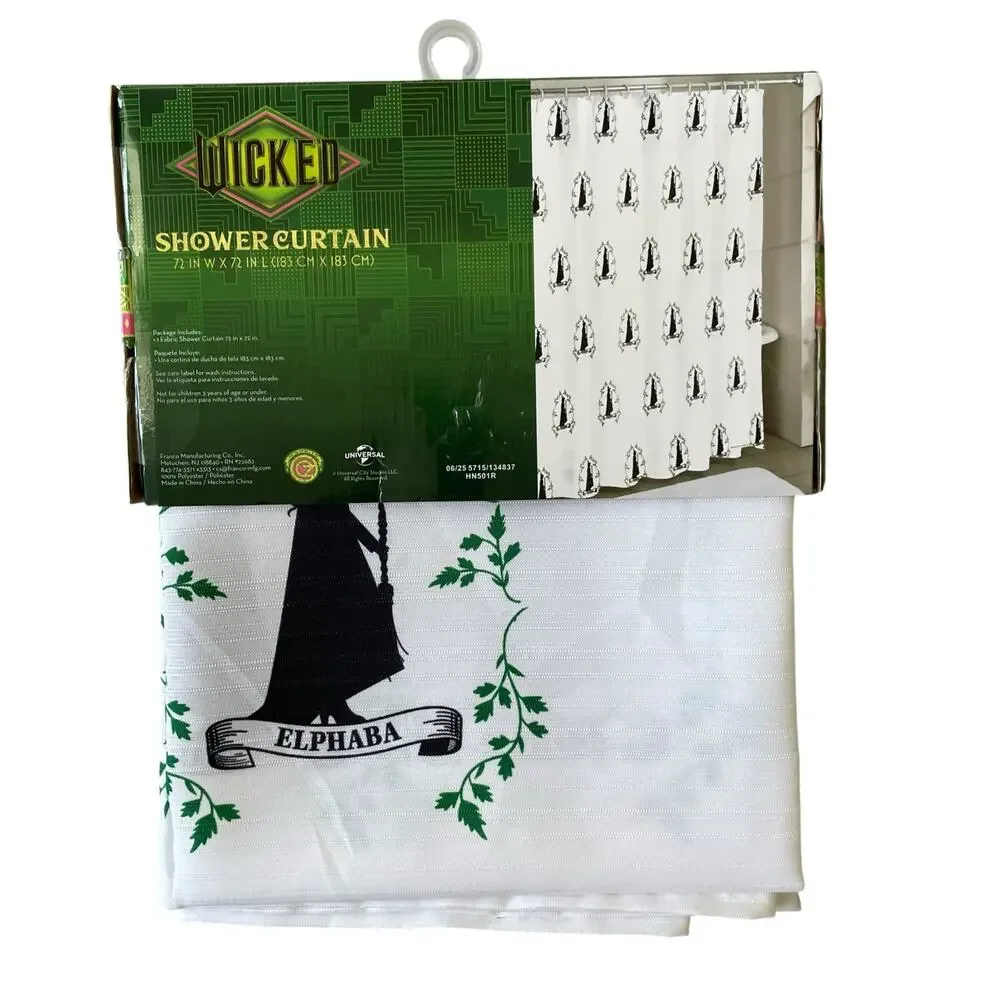 Wicked the Musical Elphaba Fabric Shower Curtain 72x72 NEW